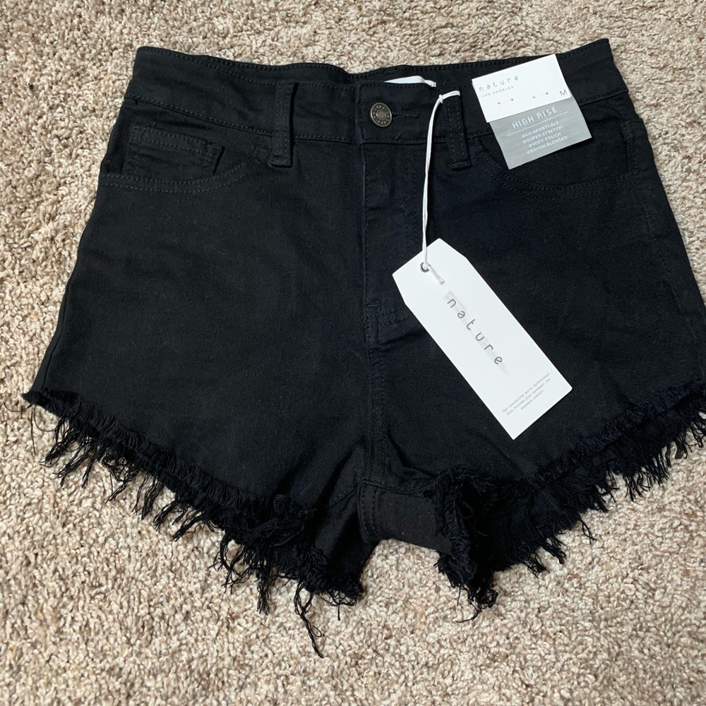 Black high rise shorts